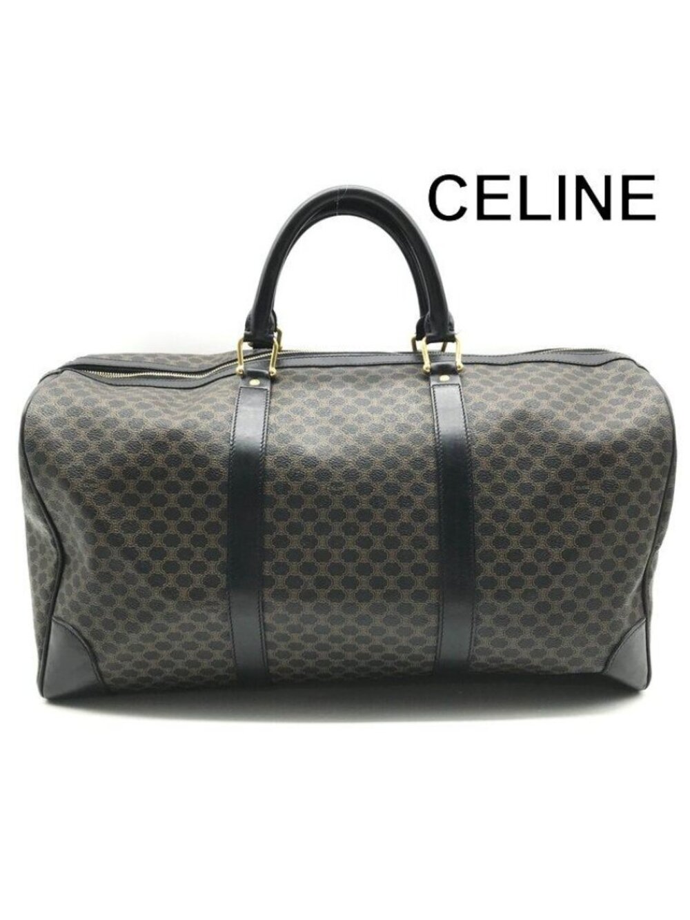 Celine Vintage Black Macadam Hand Boston Bag Leather
